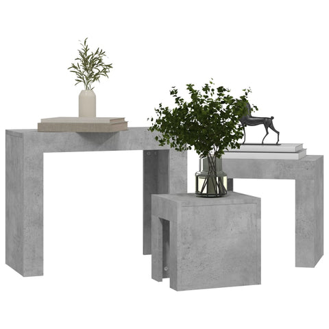 vidaXL Nesting Coffee Tables 3 pcs Concrete Grey Engineered Wood