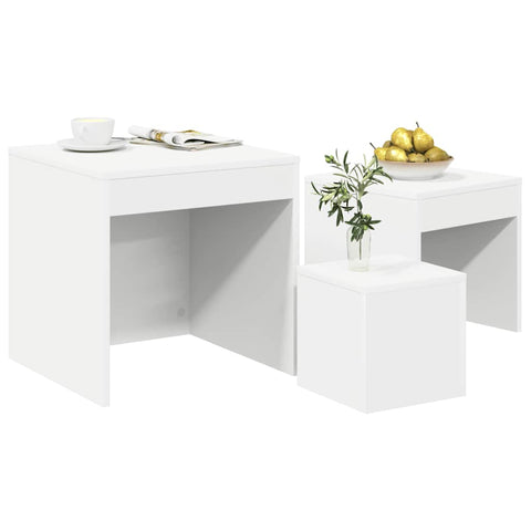 vidaXL Nesting Tables 3 pcs White Engineered Wood