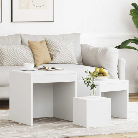 vidaXL Nesting Tables 3 pcs White Engineered Wood