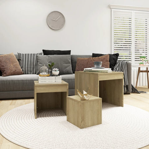 vidaXL Nesting Tables 3 pcs Sonoma Oak Engineered Wood