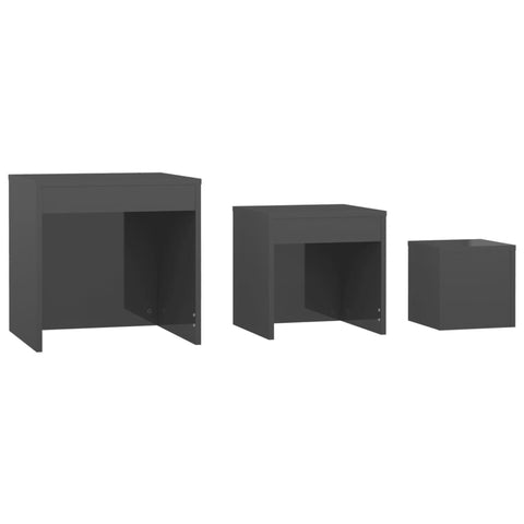 vidaXL Nesting Tables 3 pcs High Gloss Grey Engineered Wood