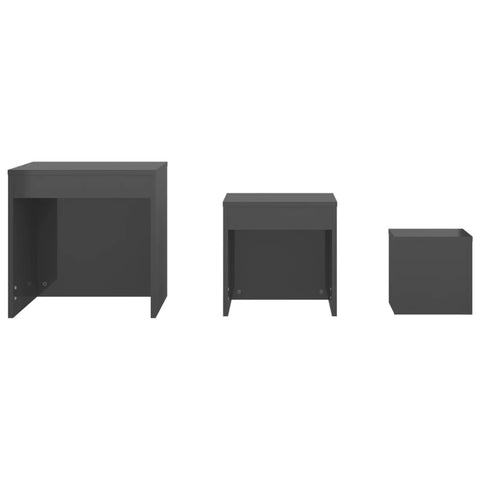 vidaXL Nesting Tables 3 pcs High Gloss Grey Engineered Wood