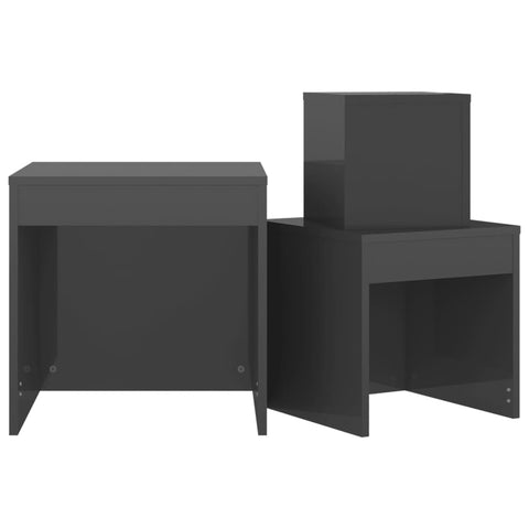 vidaXL Nesting Tables 3 pcs High Gloss Grey Engineered Wood