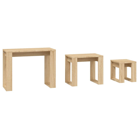 vidaXL Nesting Tables 3 pcs Sonoma Oak Engineered Wood