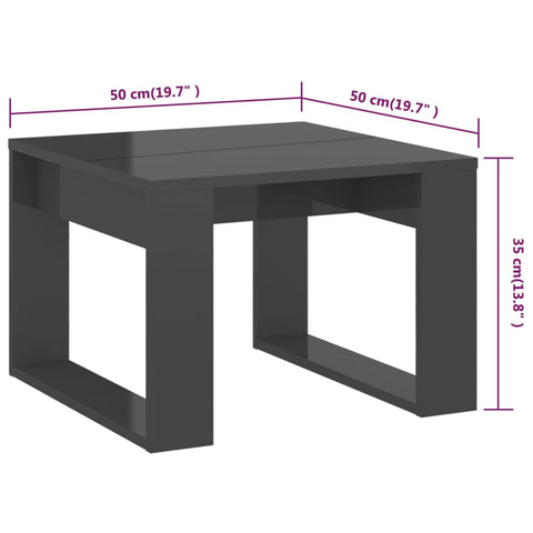 vidaXL Side Table High Gloss Grey 50x50x35 cm Engineered Wood