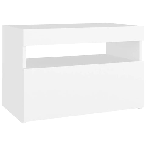 vidaXL Bedside Cabinet & LED Lights 2 pcs White 60x35x40 cm Engineered Wood