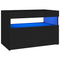 vidaXL Bedside Cabinet & LED Lights Black 60x35x40 cm Engineered Wood