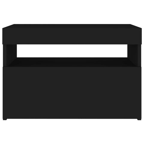 vidaXL Bedside Cabinet & LED Lights Black 60x35x40 cm Engineered Wood