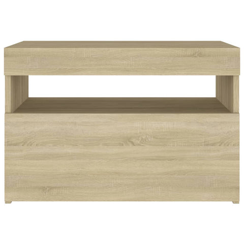 vidaXL Bedside Cabinet & LED Lights Sonoma Oak 60x35x40 cm Engineered Wood
