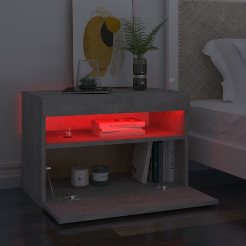 vidaXL Bedside Cabinet & LED Lights 2 pcs Concrete Grey 60x35x40 cm