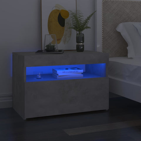 vidaXL Bedside Cabinet & LED Lights 2 pcs Concrete Grey 60x35x40 cm