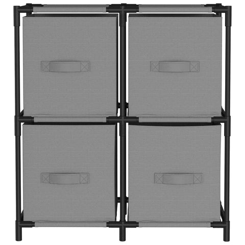 vidaXL Storage Cabinet with 4 Fabric Baskets Grey 63x30x71 cm Steel