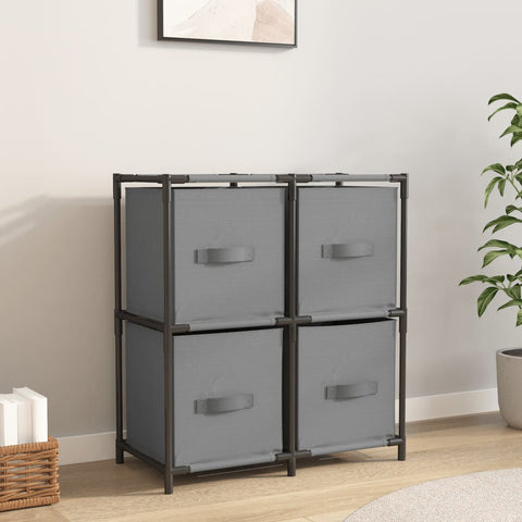vidaXL Storage Cabinet with 4 Fabric Baskets Grey 63x30x71 cm Steel