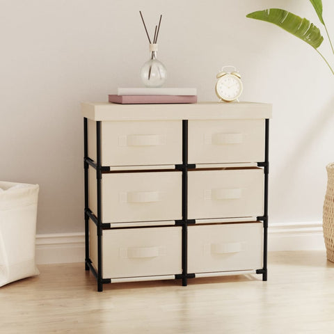 vidaXL Storage Cabinet with 6 Drawers 55x29x55 cm Cream Steel