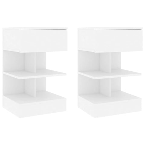 vidaXL Bedside Cabinets 2 pcs White 40x35x65 cm Engineered Wood