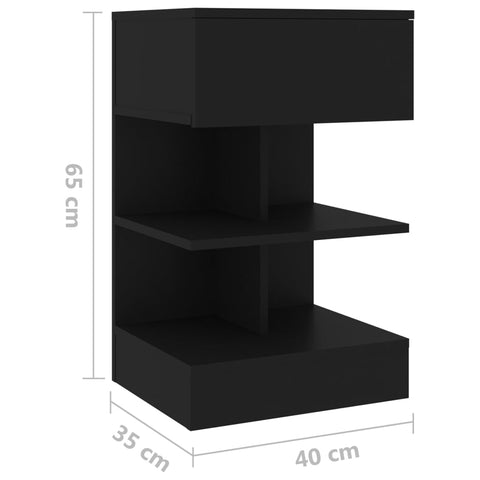 vidaXL Bedside Cabinets 2 pcs Black 40x35x65 cm