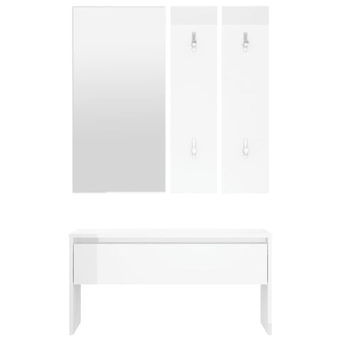 vidaXL Hallway Furniture Set High Gloss White Engineered Wood