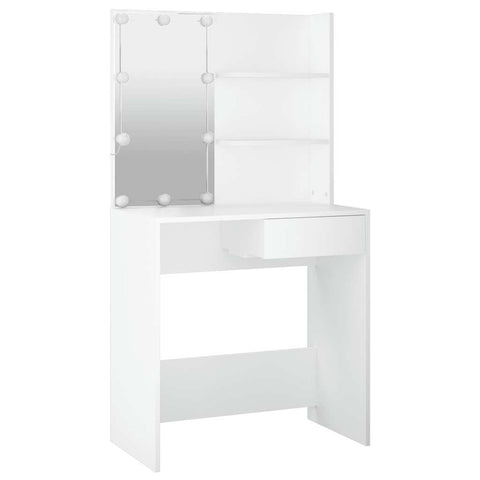 vidaXL Dressing Table with LED White 74.5x40x141 cm