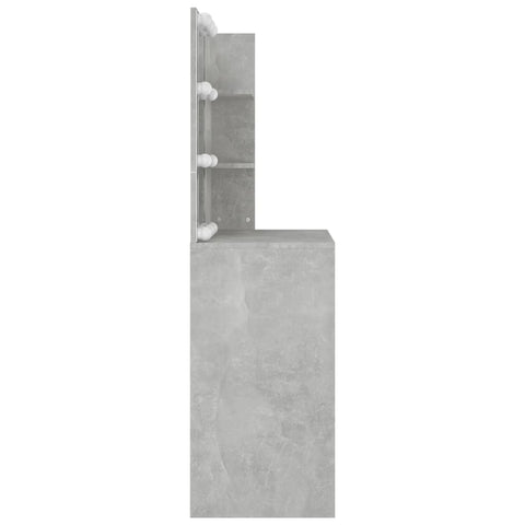vidaXL Dressing Table with LED Concrete Grey 74.5x40x141 cm