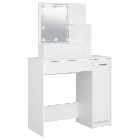 vidaXL Dressing Table with LED White 86.5x35x136 cm