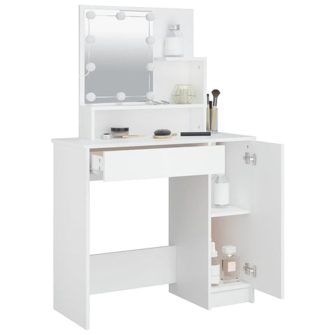 vidaXL Dressing Table with LED White 86.5x35x136 cm
