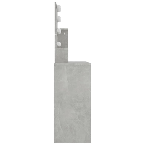 vidaXL Dressing Table with LED Concrete Grey 86.5x35x136 cm