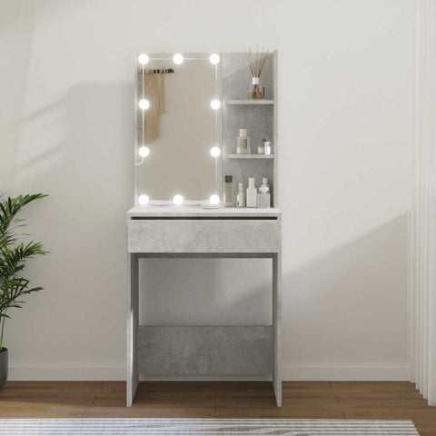 vidaXL Dressing Table with LED Concrete Grey 60x40x140 cm