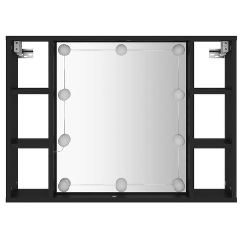 vidaXL Mirror Cabinet with LED Black 76x15x55 cm
