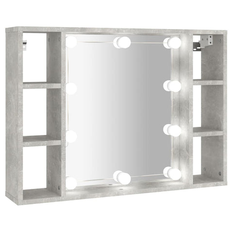 vidaXL Mirror Cabinet with LED Concrete Grey 76x15x55 cm