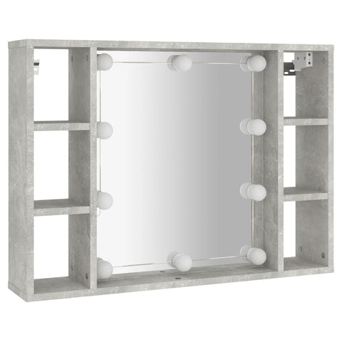 vidaXL Mirror Cabinet with LED Concrete Grey 76x15x55 cm