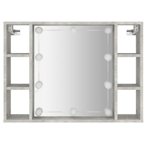 vidaXL Mirror Cabinet with LED Concrete Grey 76x15x55 cm