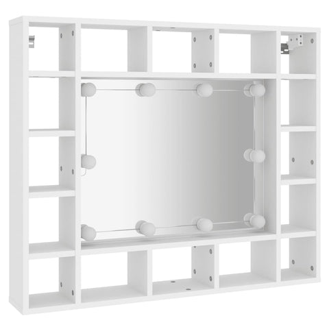 vidaXL Mirror Cabinet with LED White 91x15x76.5 cm