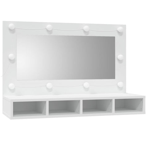 vidaXL Mirror Cabinet with LED White 90x31.5x62 cm