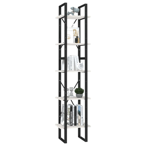 vidaXL 5-Tier Book Cabinet White 40x30x175 cm Pinewood