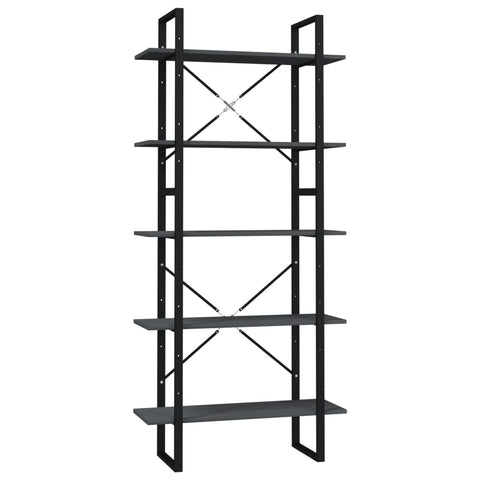 vidaXL 5-Tier Book Cabinet Grey 80x30x175 cm Pinewood