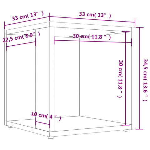 vidaXL Side Table Sonoma Oak 33x33x34.5 cm Engineered Wood