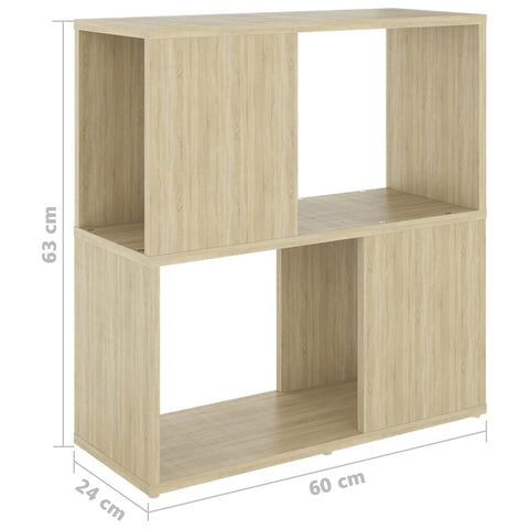 vidaXL Book Cabinet Sonoma Oak 60x24x63 cm Engineered Wood