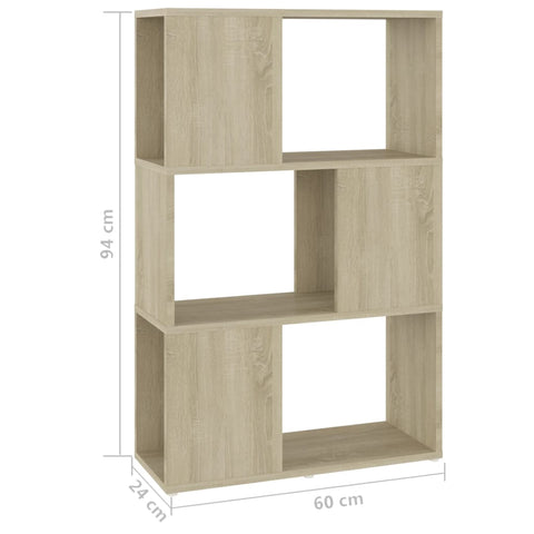 vidaXL Book Cabinet Room Divider Sonoma Oak 60x24x94 cm Engineered Wood