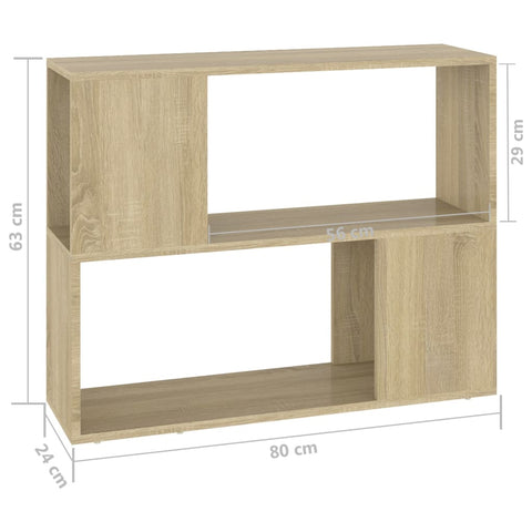 vidaXL TV Cabinet Sonoma Oak 80x24x63 cm Engineered Wood