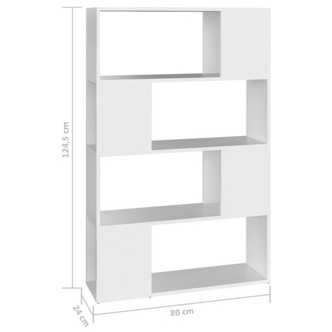 vidaXL Book Cabinet Room Divider White 80x24x124.5 cm Engineered Wood