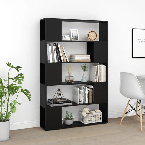 vidaXL Book Cabinet Room Divider Black 100x24x155 cm Engineered Wood