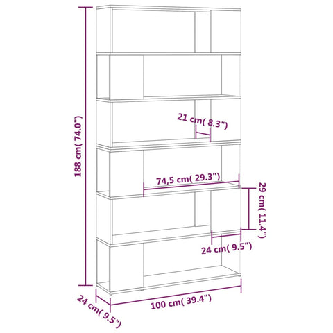 vidaXL Book Cabinet Room Divider Black 100x24x188 cm