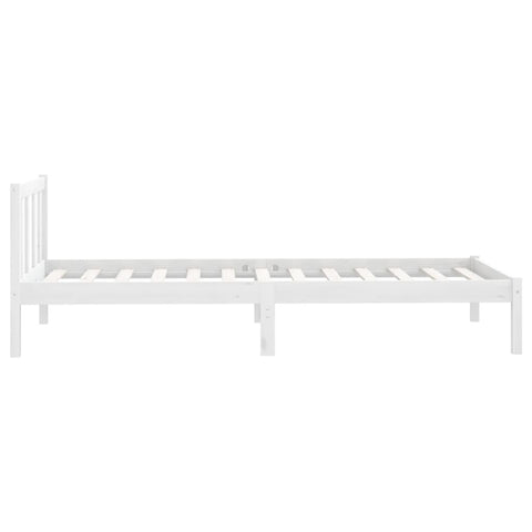 vidaXL Bed Frame without Mattress White Solid Wood Single