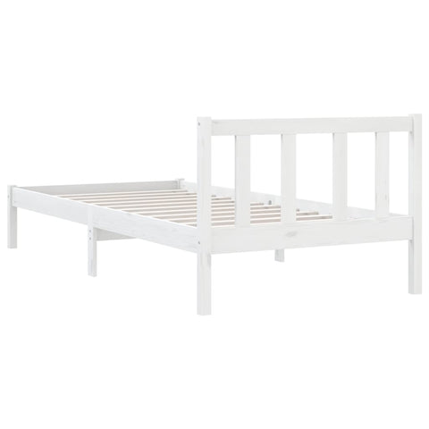 vidaXL Bed Frame without Mattress White Solid Wood Single