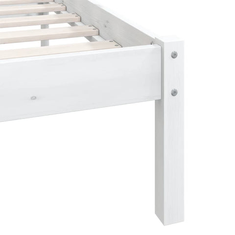 vidaXL Bed Frame without Mattress White Solid Wood Single