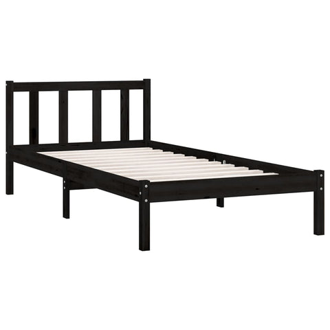 810076 vidaXL Bed Frame without Mattress Black Solid Wood 100x200 cm