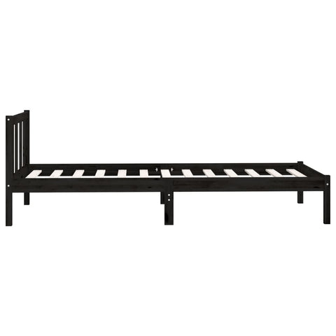 810076 vidaXL Bed Frame without Mattress Black Solid Wood 100x200 cm