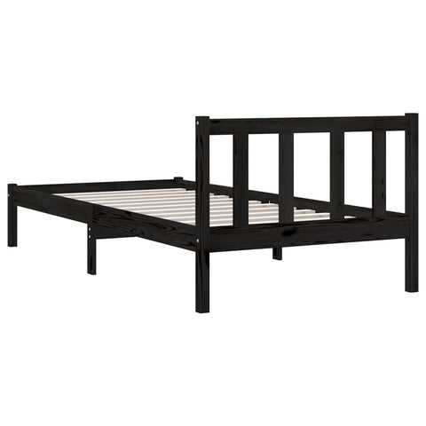 810076 vidaXL Bed Frame without Mattress Black Solid Wood 100x200 cm