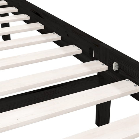 810076 vidaXL Bed Frame without Mattress Black Solid Wood 100x200 cm