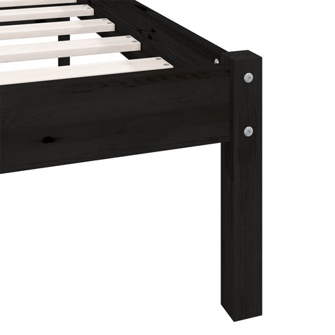 810076 vidaXL Bed Frame without Mattress Black Solid Wood 100x200 cm